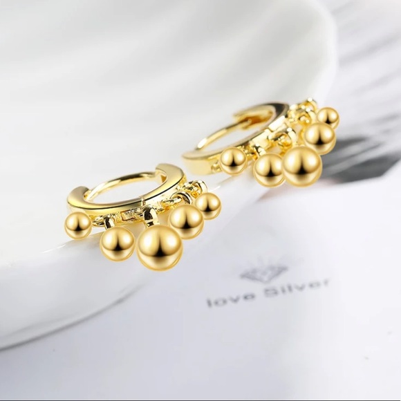 NEW 925 SILVER BEADS TASSEL HOOP EARRINGS, NICE EARRINGS, CUTE EARRINGS - Picture 5 of 6